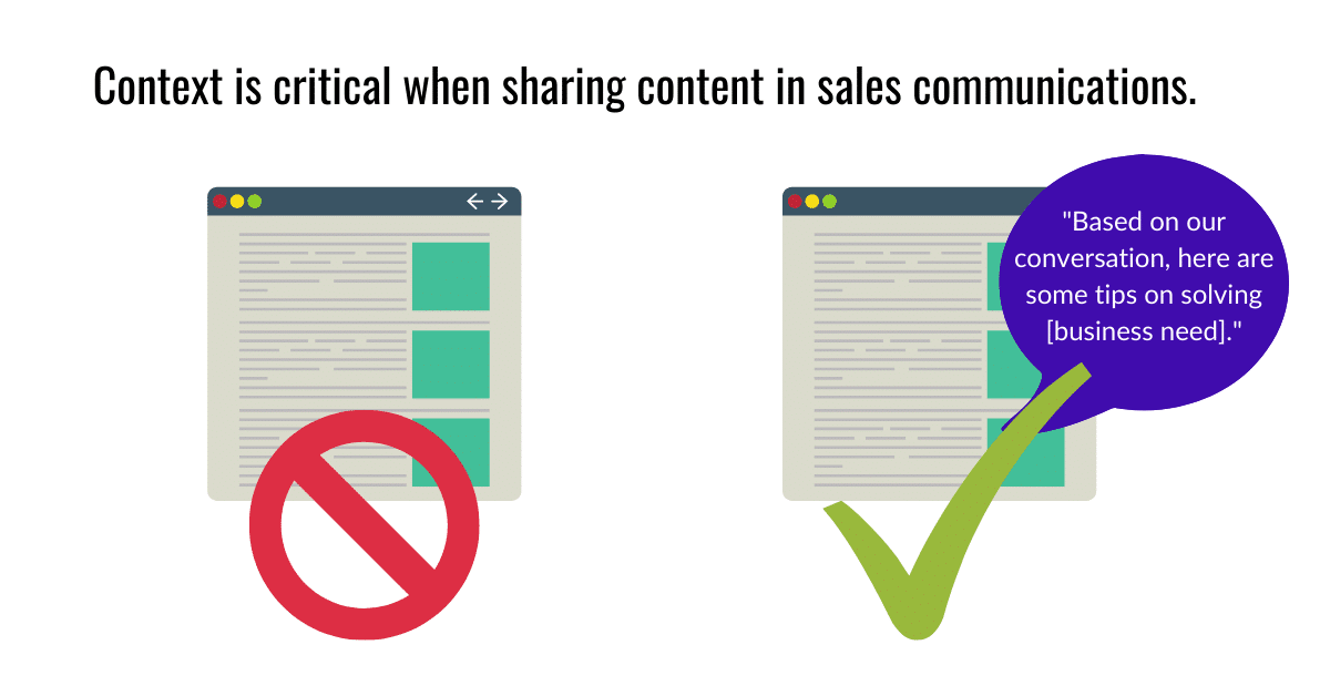 Context is critical - leverage content in sales communications